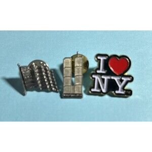I Love NY ,United We Stand ,Twin Towers and US Flag- 3 NY Travel Lapel Pins